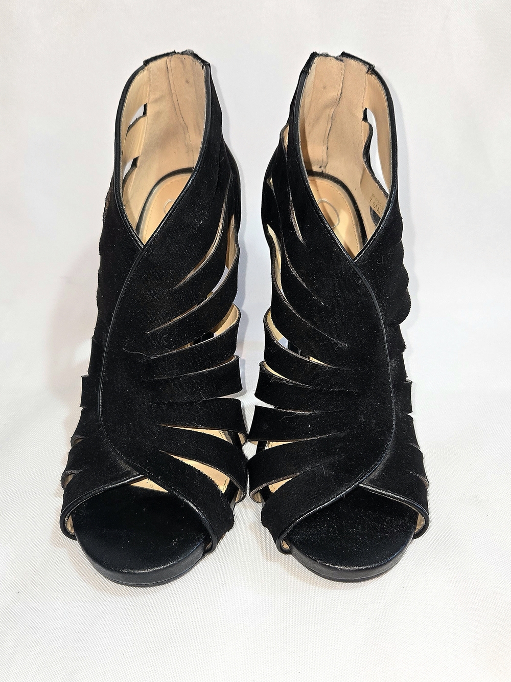 NWOB Jessica Simpson Black Suede Caged Heels -  7.5